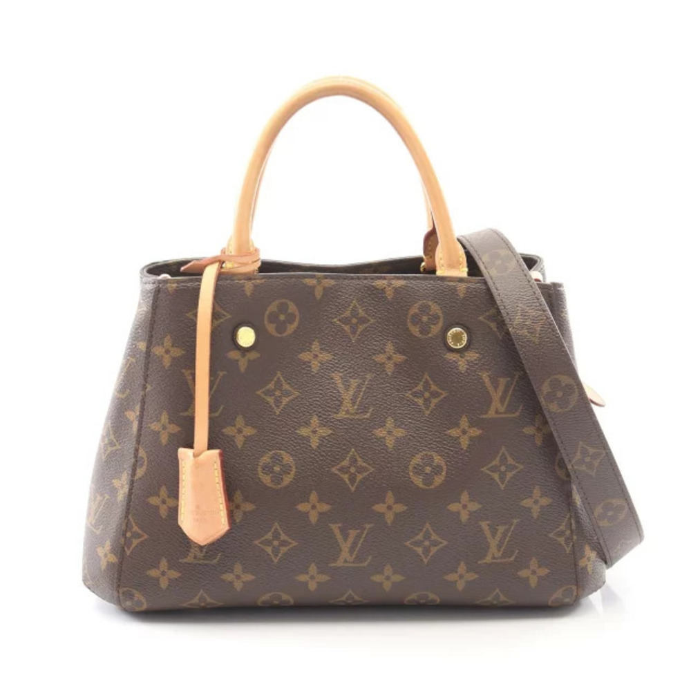 Louis Vuitton Montaigne Monogram Handbag Canvas Leather Brown